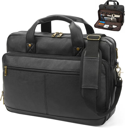 Briefcase for Men Leather Laptop Bag 16 Inch Messenger Bag Vintage Crossbody Laptop Computer Bag for Business,Work,Travel