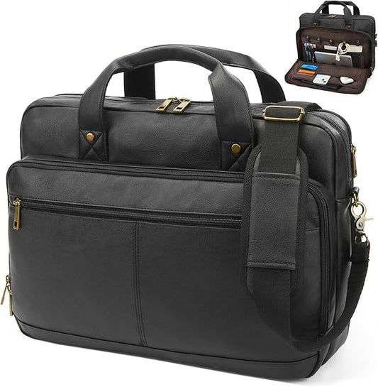 Briefcase for Men Leather Laptop Bag 16 Inch Messenger Bag Vintage Crossbody Laptop Computer Bag for Business,Work,Travel