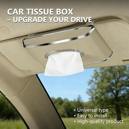 Leather Car Tissue Box for Car Interior, Multi-Function Tissue Holder with Visor Clip, Armrest & Back Seat Napkin Organizer, Vehicle Tissue Dispenser Accessories (Beige Hanging)