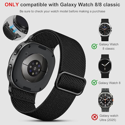 Lerobo Elastic Bands Compatible with Samsung Galaxy Watch 8 7 6 5 4 40mm 44mm/Galaxy Watch 8 Classic 6 4 Classic 43mm 47mm 42mm 46mm/5 Pro Band 45mm/Active 2,3 Pack 20mm Adjustable Nylon Sport Band