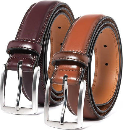 Mens Genuine Leather Dress Belt for Men, Handmade, 100% Cow Leather,Classic Casual and Business Belt Prong Buckle