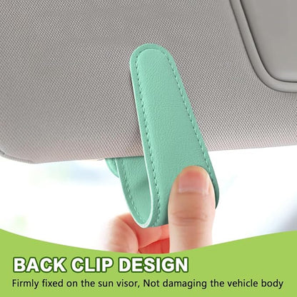 Sunglass Holder for Car, Sunglasses Clip for Car Visor, Magnetic Leather Vehicle Eyeglass Hanger Clip, Auto Ticket Card Glasses Organizer Clamp Accessories for SUV Sedan (Nile Blue)