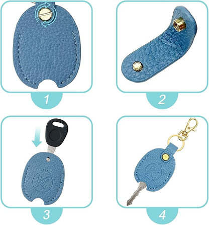 Leather Key Sleeve for Broken Key, Car Key Cover, Key Loop Replacment, Key Fod Protector Keychain for Women/Men