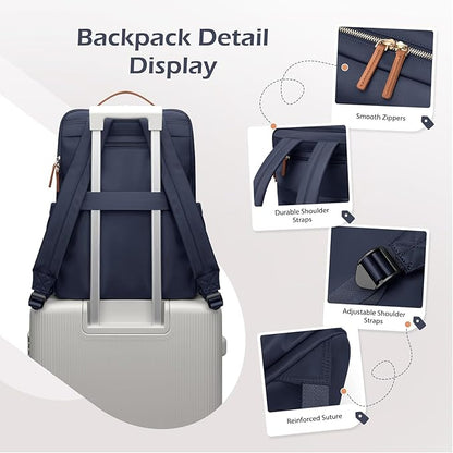 GOLF SUPAGS Stylish Laptop Backpack for Women Airline Approved Perfect for Work College and Travel Multi-Functional Casual Daypack Fits 15.6 Inch Notebook (Navy Blue)