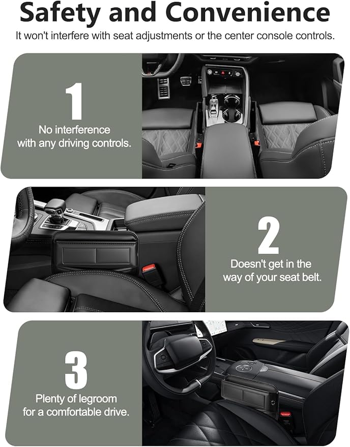 2 Pack Car Universal Fit Seat Gap Filler Organizer, Premium Leather Front Car Gap Filler, Center Console Seat Side Organizer with Card Slots for Car, SUV Truck, Easy Access to Phone, Sunglasses, Key