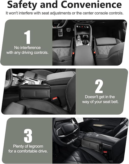 2 Pack Car Universal Fit Seat Gap Filler Organizer, Premium Leather Front Car Gap Filler, Center Console Seat Side Organizer with Card Slots for Car, SUV Truck, Easy Access to Phone, Sunglasses, Key