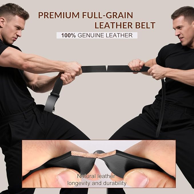 Mens Leather Belt, Ratchet Belts for Men Full Grain Leather Handmade, 100% Italian Top Genuine Leather Dress Belt