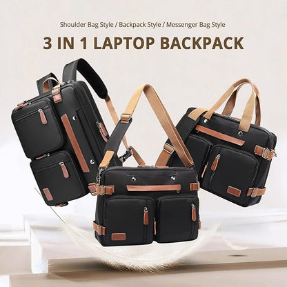 MOLNIA 15.6 inch Laptop Backpack for Men Women,3 in 1 Briefcases For Men,Messenger Bag Laotop Bag Computer Bags For Work College Travel, Black