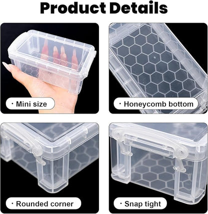 testyu Small Plastic Box, 5" X 2.8" X 2" Stackable Mini Storage Box with Lid, Clear Organizer Container for Jewelry Beads, Small Crafts Items Accessories - -6 Pack