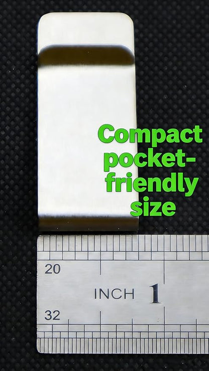 Small Men's Slim Money Clip, Stainless Steel Credit Business Card Holder, Pocket Cash Wallet, 2-Inch