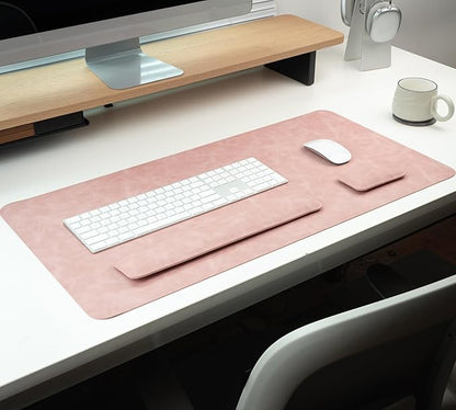 RENMTURE Large Mouse Pad and Keyboard Wrist Rest, Desk Pad for Keyboard and Mouse, Large Gaming Mouse Pad with Wrist Support, Desk Mat for Work and Gaming (Pink)