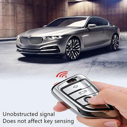 Creativity Suitable for BMW key fob Cover. Advanced soft TPU key box is compatible with F30 F45 F55 G20 G30 X1 X3 X4 X5 X6 X7 3 5 6 7 8 M5 M6 GT series smart key (Type B Pink Key Case + key chain set)