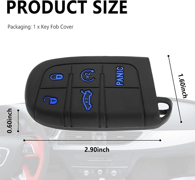 Stacool 5 Buttons Car Key Fob Cover,Key Fob Case Car Accessories Compatible with Jeep Dodge Chrysler (Blue)