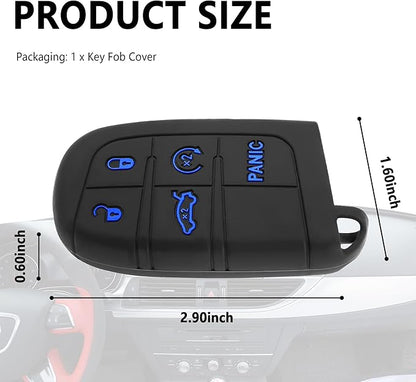 Stacool 5 Buttons Car Key Fob Cover,Key Fob Case Car Accessories Compatible with Jeep Dodge Chrysler (Blue)