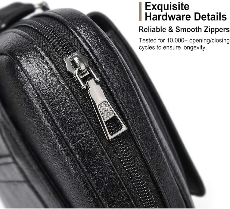 Men's Leather Crossbody Bag, Casual leather Bag for Men, Crossbody Bag Office Business,Handbag Purse Zipper