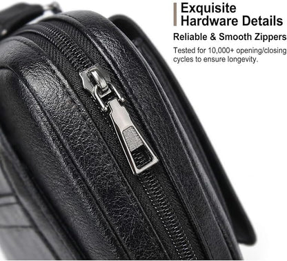 Men's Leather Crossbody Bag, Casual leather Bag for Men, Crossbody Bag Office Business,Handbag Purse Zipper