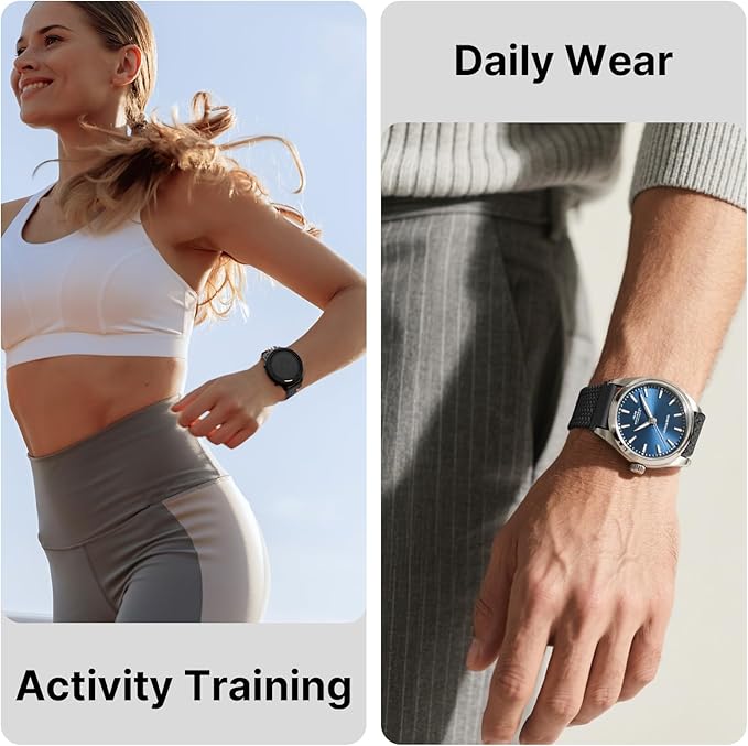 Fullmosa Magnetic Braided Watch Bands - 18mm 20mm 22mm Quick Release Watch Strap, Stretchy Nylon Solo Loop Compatible with Garmin Samsung Galaxy Amazfit for Men Women(20mm, Denim+Black)