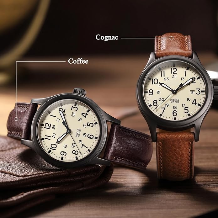 Getalia Italian leather Watch Band Tuscany Natural Vegetable-Tanned Full Grain Leather,14mm 16mm 18mm 19mm 20mm 21mm 22mm Quick Release Replacement Watch Straps for Men and Women Thick and Soft