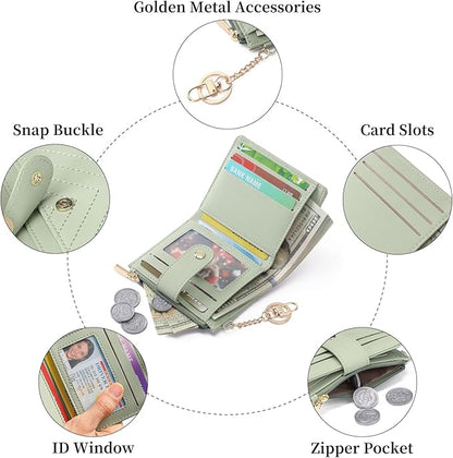 GAEKEAO Slim Wallet for Women, RFID Blocking Credit Card Holder Bifold Wallet with Zipper Coin Pocket, ID Window