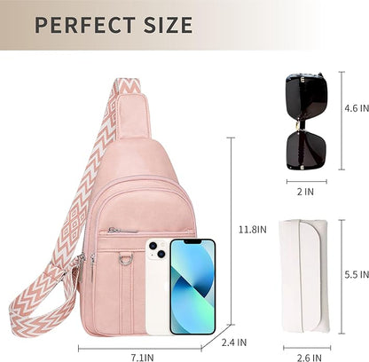 Sling Bag Set, PU Leather Sling Bag, Multi-Zipper Design for Travel, Outdoors, Valentine’s Day Gifts