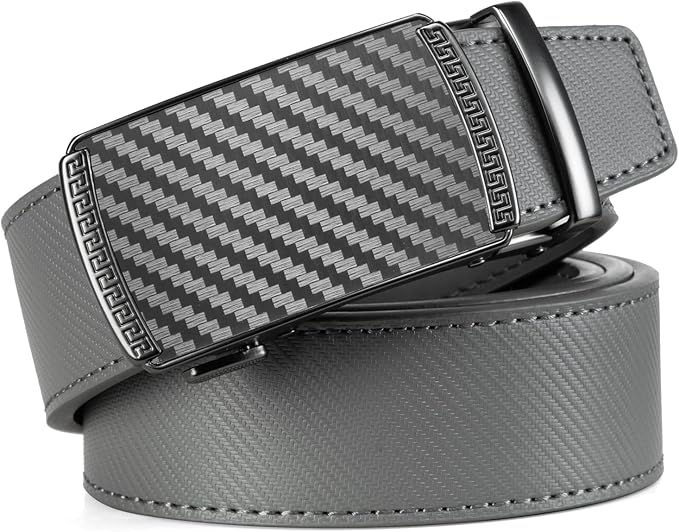 Founders & C Men's Ratchet Belt 1 3/8",Leather Dress Belt Adjustable with Click Sliding Buckle Trim to Exact Fit