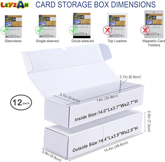 Trading Card Storage Boxes, 12 Pack 1000 Count Cardboard Card Organizer for MTG, TCG & Sports Cards, Fits Sleeved Cards, Bulk Card Storage for Trading Card Collections