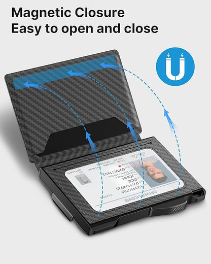 typecase AirTag Wallet for Men: Compatible with Apple AirTag (1st & 2nd Generation), RFID Blocking, Genuine Leather, Slim & Minimalist Design,13 Cards Capacitiy | ID Window | Money Clip (Carbon Fiber)