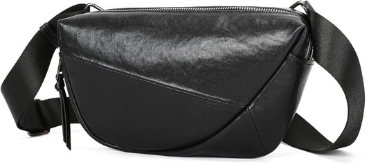 NIUCUNZH Genuine Leather Mens Sling Bag for Women Vintage Small Crossbody Bags Purse for Hiking Travel Chest Daypack