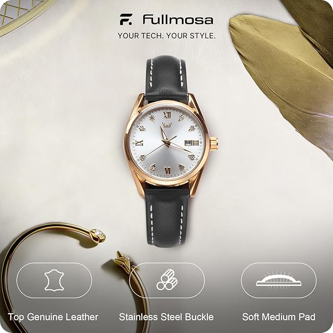 Fullmosa Watch Band, Quick Release Leather Watch Strap for Men Women, Replacement Bands Width 12mm 14mm 16mm 18mm 19mm 20mm 21mm 22mm 24mm