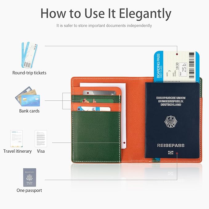 Passport Holder for Travel Essentials, Passport Wallet Cover Case for Travel Must Haves Accessories, Passport Book Holders for Women & Men, 5.7" x 4.1"