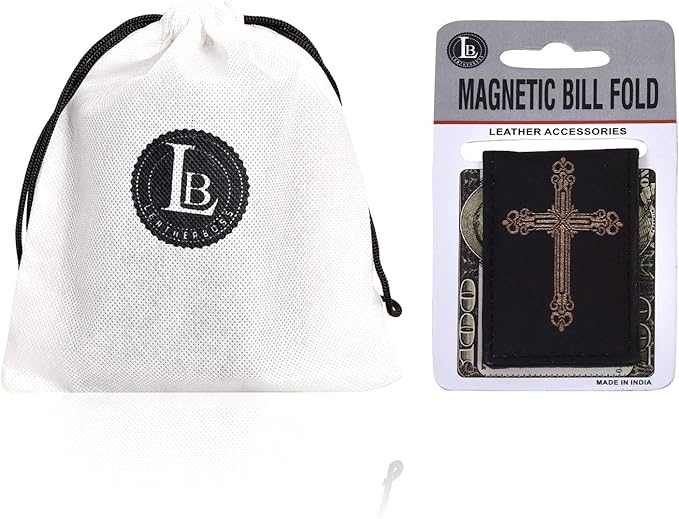 LB LEATHERBOSS Men's New Leather Strong Magnetic Money Clip
