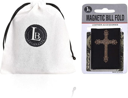 LB LEATHERBOSS Men's New Leather Strong Magnetic Money Clip