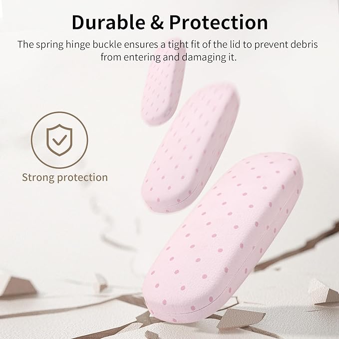Glasses Case Hard, Cute Sunglasses Case for Women Leather Protective Case for Eyeglass with Cleaning Cloth