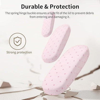 Glasses Case Hard, Cute Sunglasses Case for Women Leather Protective Case for Eyeglass with Cleaning Cloth