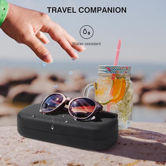 Marvolia Glasses Case Large Hard Shell Eyeglasses Case PU Leather Protective Case for Sunglasses Eyeglasses