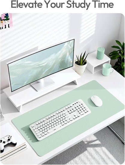 YSAGi Leather Desk Protector, Office Mat, Large Mouse Mat, Non-Slip PU Leather Blotter, Laptop Pad, Waterproof Writing Pad for Office and Home (Pale Green, 23.6" x 13.8")