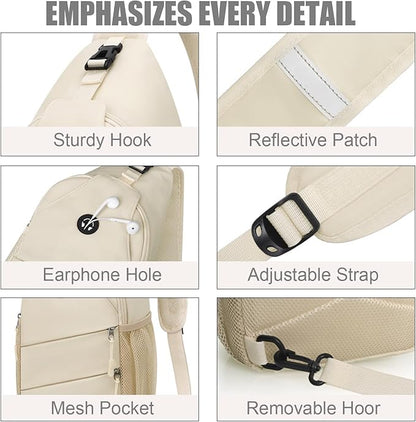 Pritent Crossbody Bags for Women Men Trendy Sling Bag Backpack Casual Chest Bag with Convertible Shoulder Strap