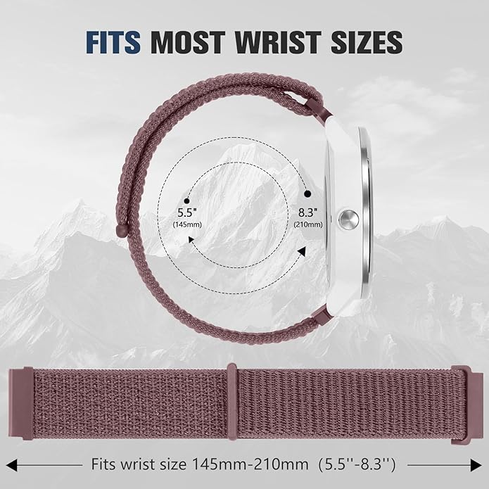 18mm 20mm 22mm Hook and Loop Watch Band Compatible with Garmin Vivoactive 5/ Vivoactive 6/ Vivoactive 3, Soft Nylon Breathable Sport Strap for Venu 2S/ Venu3S/ Forerunner 265s,Venu 3/ Venu 2 Men Women