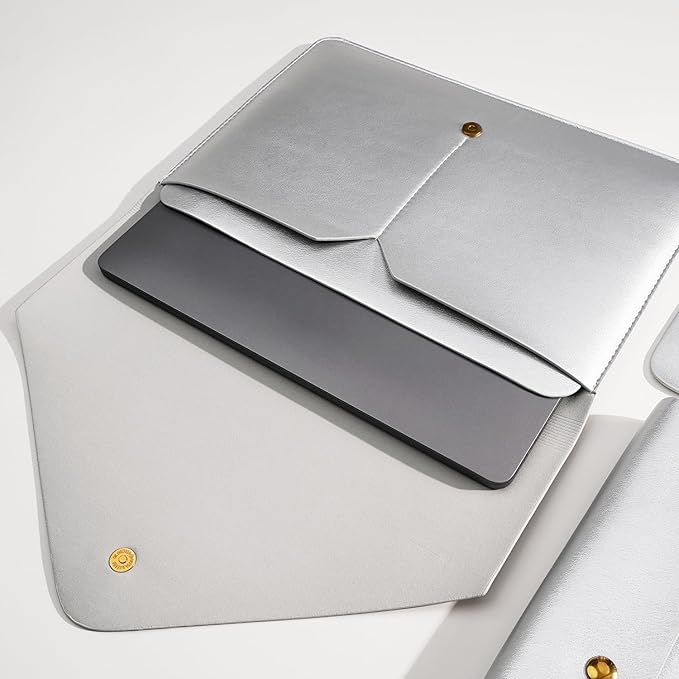 Laptop Sleeve Compatible with 2024 13inch MacBook Air M3 A3113, 13 MacBook Pro M2, Surface Pro 3 4 5 6 7, Dell XPS 13 with Small Pouch, Mouse Pad and Cord Holder Color Silver