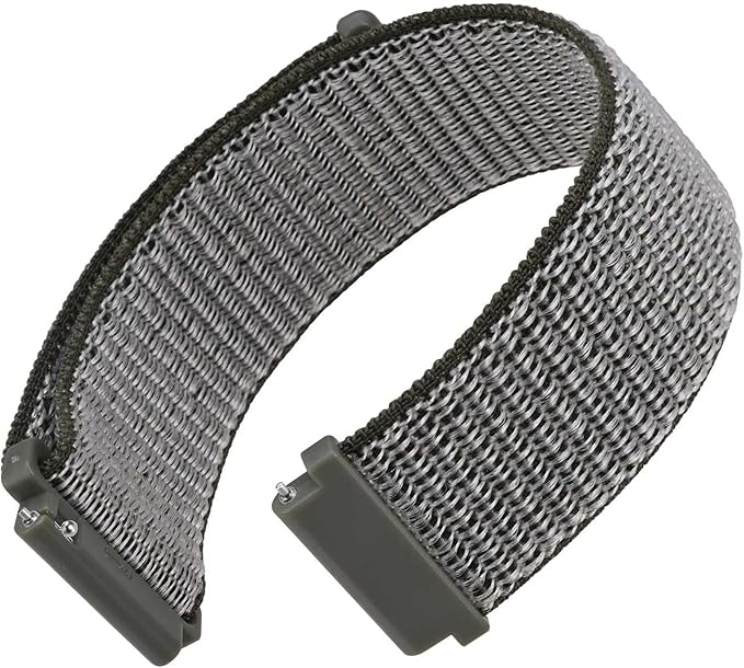 WOCCI 22mm Adjustable Nylon Watch Band, Quick Release Sport Loop Strap (Grey)
