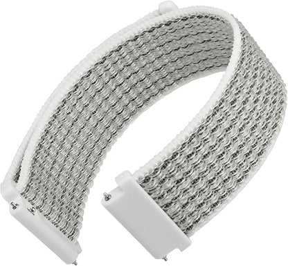 WOCCI 22mm Adjustable Nylon Watch Band, Quick Release Sport Loop Strap (White/Gray)