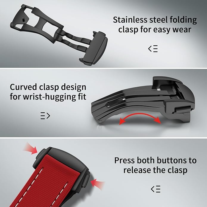 ULLCHRO Watch Strap Watch Band 20mm 22mm Man Waterproof Quick Release Bands Sport Replacement Strap Soft FKM Rubber Watchband
