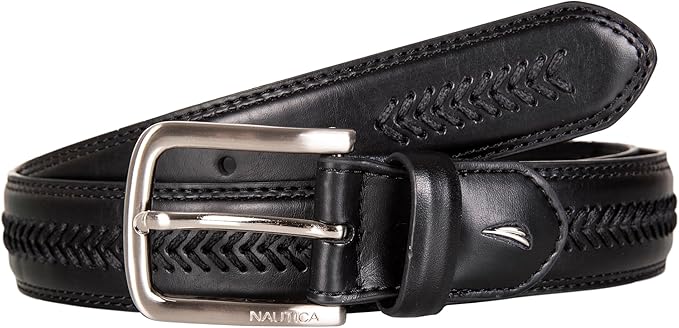 Nautica Men's Dress Leather Belt for Suits and Pants | Classic | Business | Fashion | Adjustable | Metal Buckle