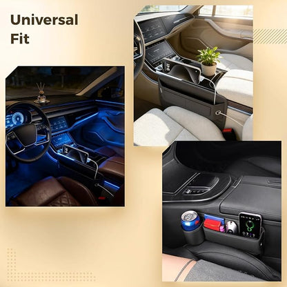 2 Pcs Car Seat Gap Filler Organizer, Universal Premium Leather Front Seat Side Organizer, Gap Filler for Car, Leather Car Storage Box with Multi-Pocket Design for Car Truck