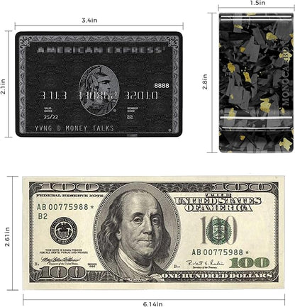 MONOCARBON Carbon-Fiber-Money-Clip-for-Men, Minimalist-Money-Holder for Cash, High Elastic Carbon-Fiber-Wallet, Slim and Durable