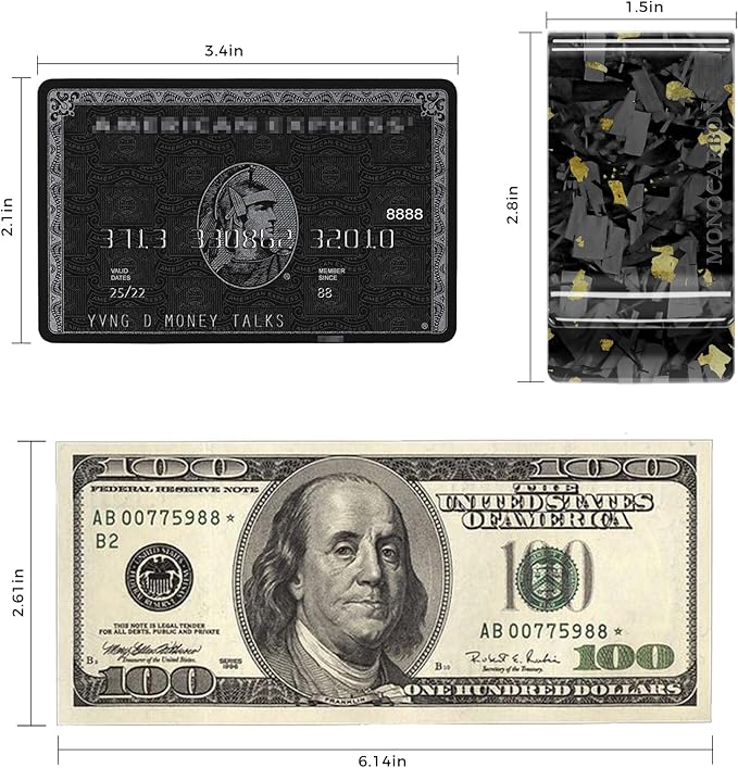 MONOCARBON Carbon-Fiber-Money-Clip-for-Men, Minimalist-Money-Holder for Cash, High Elastic Carbon-Fiber-Wallet, Slim and Durable