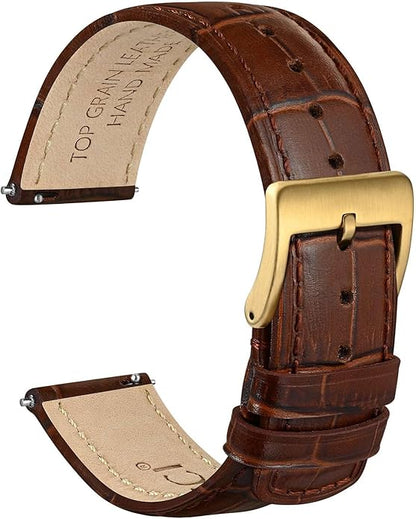 WOCCI Watch Bands, Top Grain Leather, Embossed Alligator Grain, Quick Release, Band Width 18mm 20mm 22mm