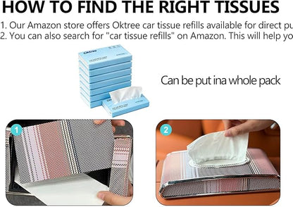 Universal Tissue Holder for Car Interior, Flat Tissue Box Holder, Kleenex & Napkin Organizer, Car Accessories for Women & Men, Center Console, Armrest & Back Seat, Travel Essentials (Flat)