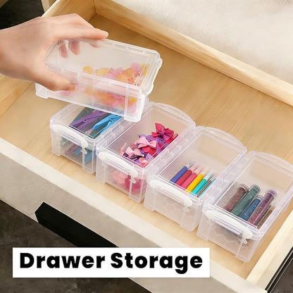 testyu Small Plastic Box, 5" X 2.8" X 2" Stackable Mini Storage Box with Lid, Clear Organizer Container for Jewelry Beads, Small Crafts Items Accessories - -6 Pack