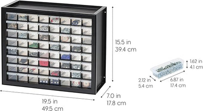 IRIS USA Small Parts Storage Cabinet, Made in USA, 64-Drawer Organizer for Hardware, Screws, Nuts & Bolts, Electronics, Beads, Craft Supplies, Building Bricks, Teacher Toolbox Storage – Black